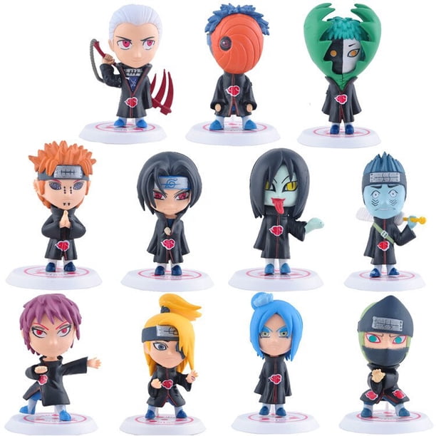 BANDAI-figuras de acción de Naruto, Akatsuki, Konan, Pain, Uchiha, Itachi, Orochimaru, juguetes para niños, 11 unidades por juego Fivean Figuras de anime