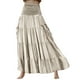 thumbnail image 1 of Falda larga informal lisa de mujer: cintura alta, bolsillos, tejido de gasa, cintura de 62 a 74 cm, tallas S-XL, 1 of 6