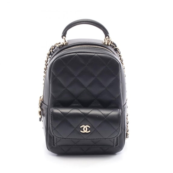 Pre-Owned CHANEL Matelasse Backpack/Handbag, Leather, Women's, Black, AP3753