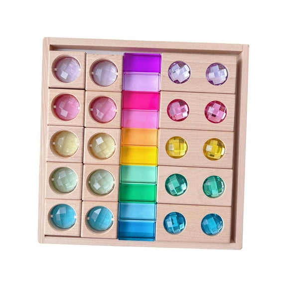 Bloques de Gemas de Madera Acrílica, Bloques de Construcción de Piedras Preciosas, Juego Abierto, Regalo Ideal, Coordinación Mano-ojo, Juguete Apilabl