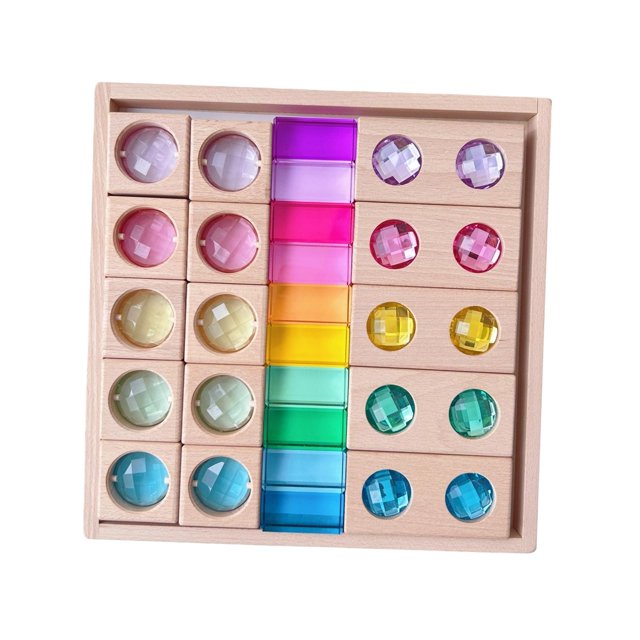 Bloques de Gemas de Madera Acrílica, Bloques de Construcción de Piedras Preciosas, Juego Abierto, Regalo Ideal, Coordinación Mano-ojo, Juguete Apilabl