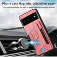 thumbnail image 4 of Phone Case for Google Pixel 6 Wallet Cover with Tempered Glass Screen Protector and Wrist Strap Lanyard RFID Credit Card Holder Ring Stand Cell Accessories Pixel6 Pixle Six Women Men Pink, 4 of 13