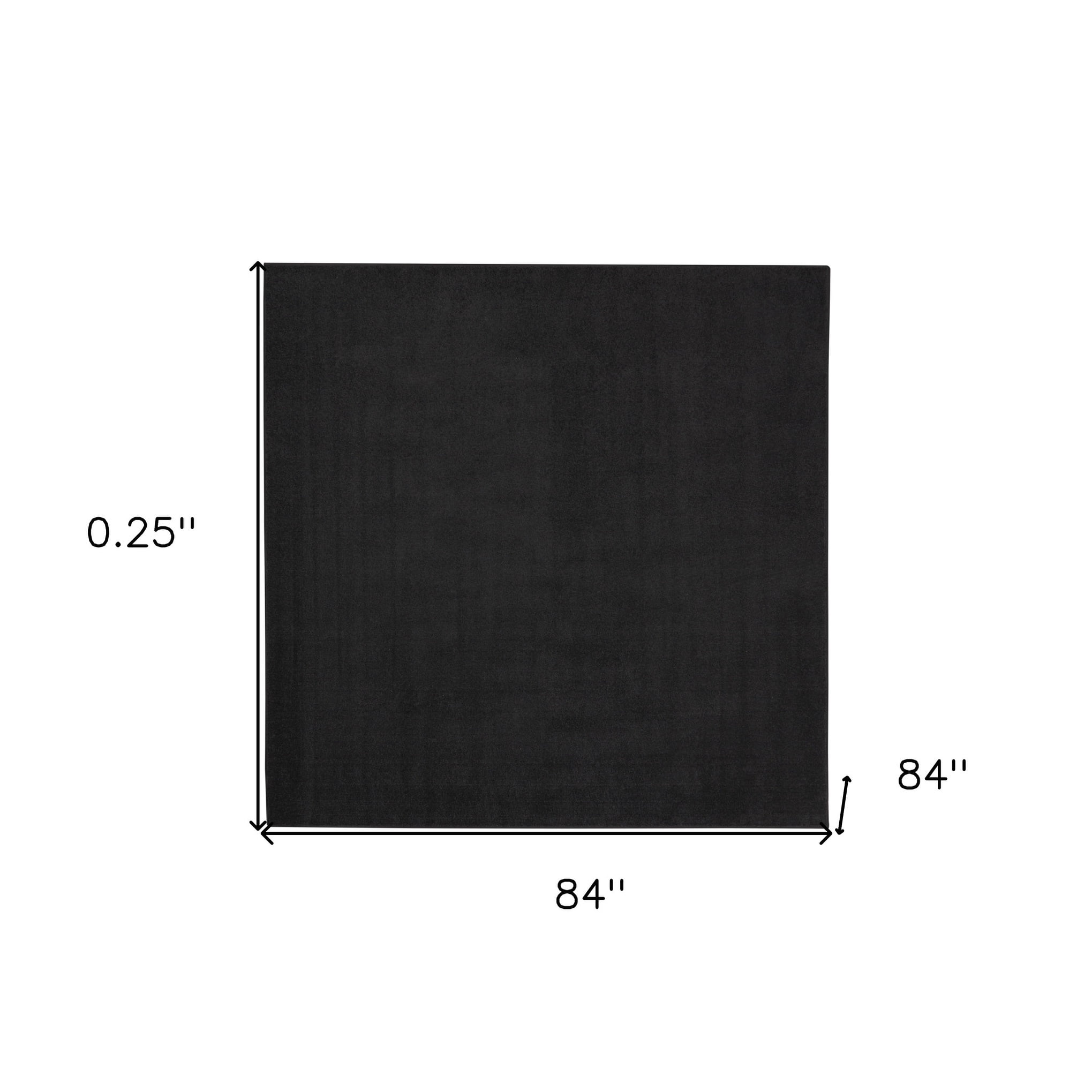 7' X 7' Black Square Non Skid Indoor Outdoor Area Rug - 6' x 7'