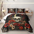 thumbnail image 2 of Homewish Death Skull Twin Quilt Set, Hippie Mushroom Flower Twin Coverlet Set, 2 Pieces 1 Bedspread and 1 Pillowcase, 2 of 7