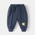 thumbnail image 2 of Odeerbi Infant Boys Girls Fleece Bloomers Pants Cotton Bloomers Diaper Cover Children's Winter Thermal Plush Jogger Pants Solid Color Print Warm Buttocks Pants Full Length Pants Dark Blue, 2 of 3