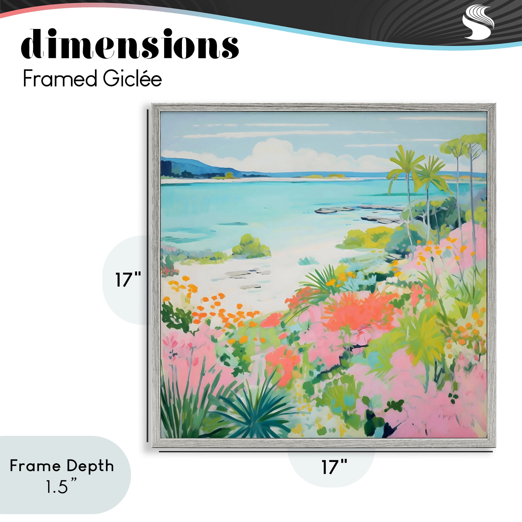Stupell Industries Tropical Coast Blooming Shoreline Gray Framed Giclee Art, design by Creative Studio