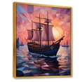 thumbnail image 2 of Designart "Twilight Sail on the Nautical Ship I" Coastal Framed Wall Art - Coastal Blue Coastal Sunset Bedroom Framed Canvas Wall Art, 2 of 6