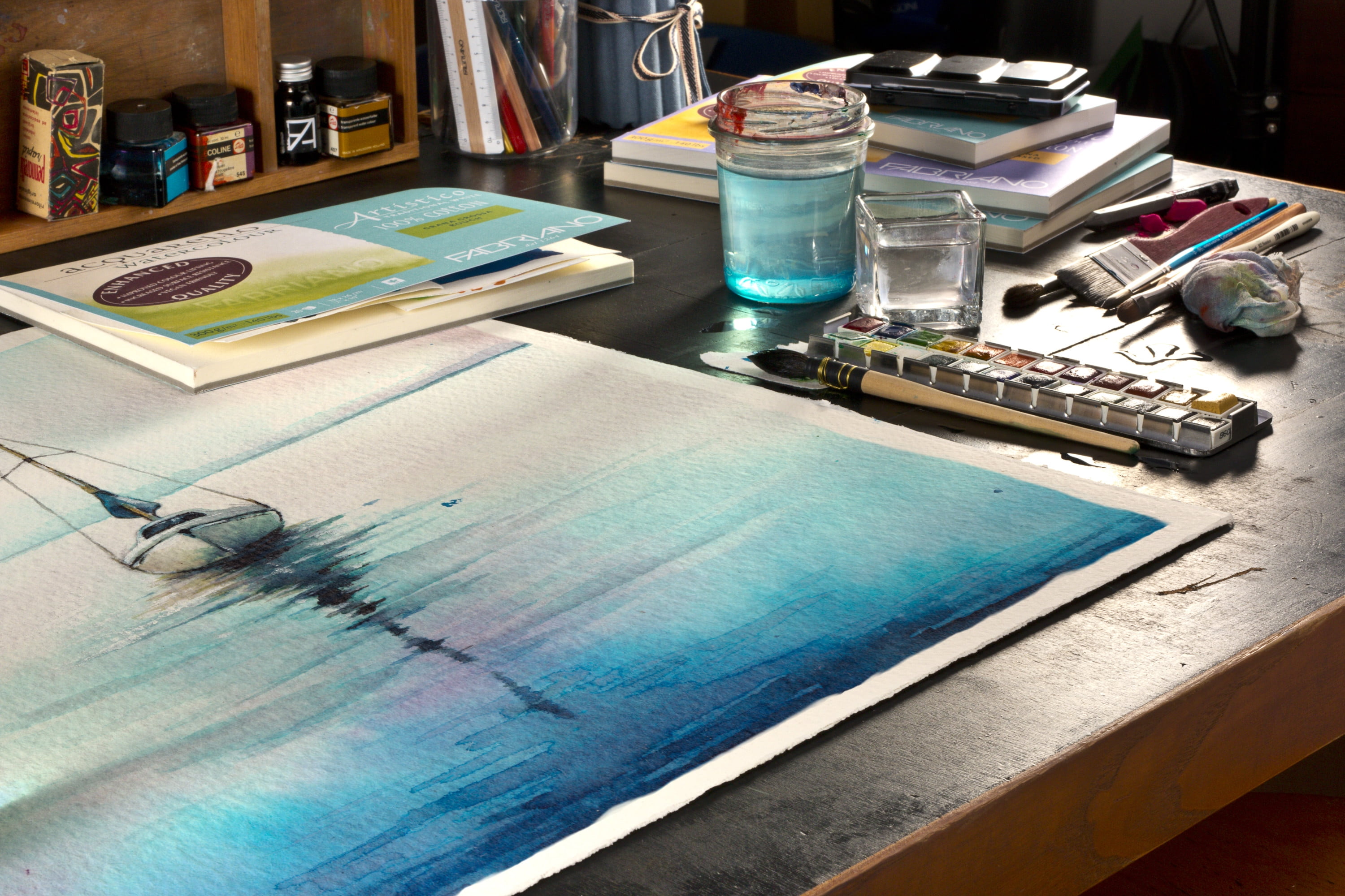 Fabriano Artistico Traditional White Watercolor Block, 140 lb./300 gsm, Cold Press, 20 Sheets, 12" x 18"