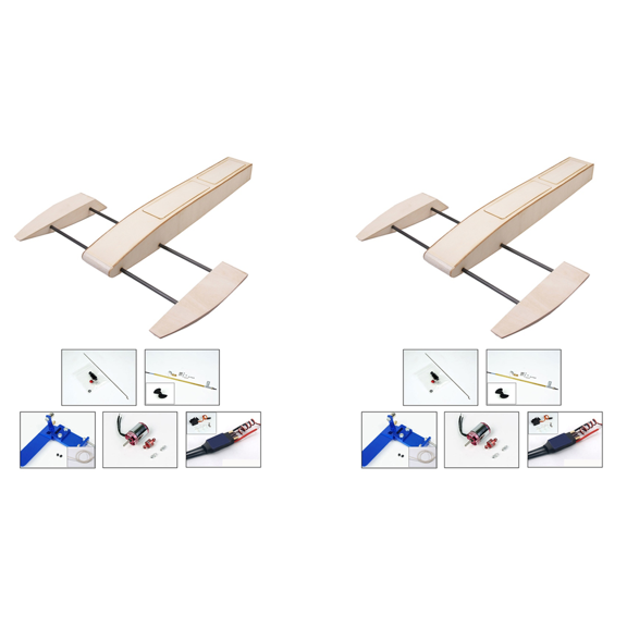 2X RC Speed Boat Wooden Sponson Outrigger Shrimp Model Kits Radio Remote Control Speedboat,Complete Kit