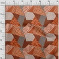 thumbnail image 2 of oneOone Viscose Jersey Medium Orange Fabric Dot|Check & Triangle Geometric Dress Material Fabric Print Fabric By The Yard 60 Inch Wide, 2 of 5