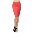 thumbnail image 4 of Basic Elastic Waist Band Streychy Solid Midi Pencil Skirts, 4 of 4
