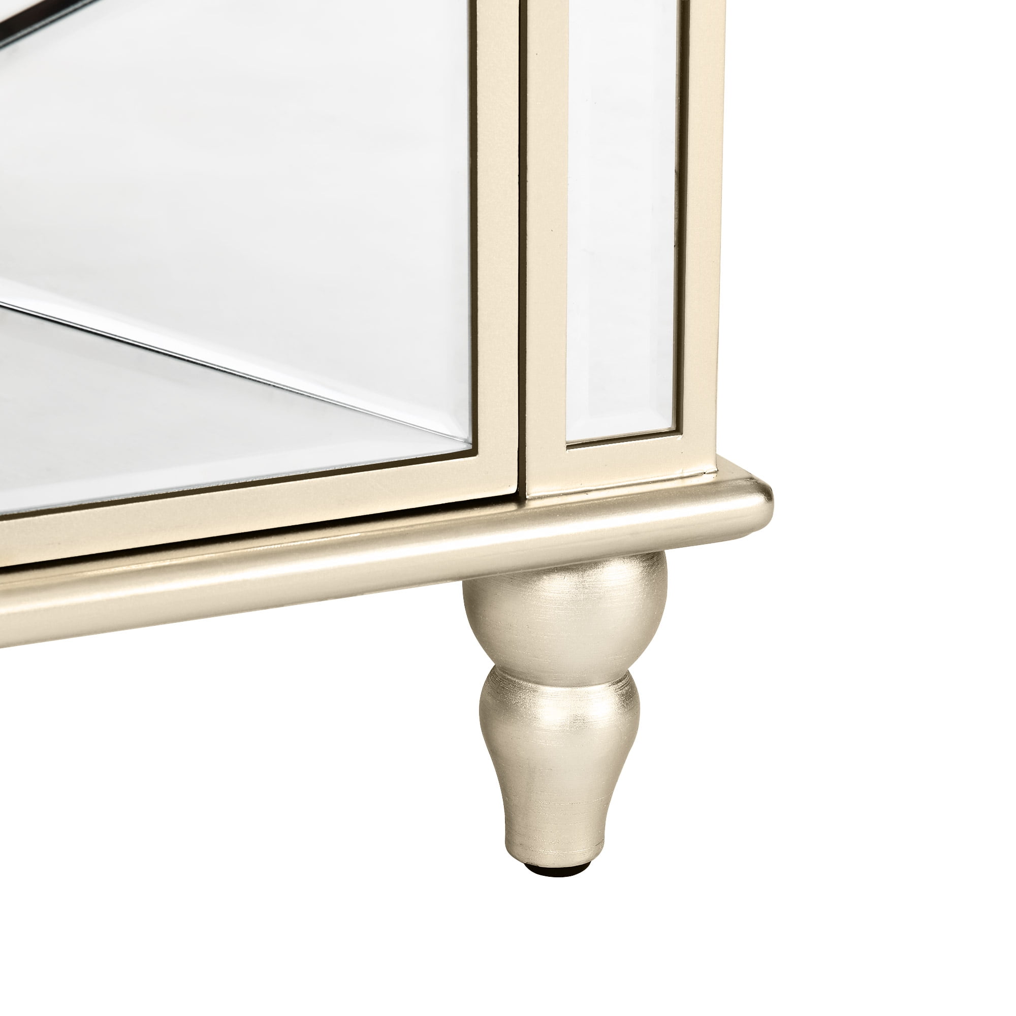 Dextrus Mirrored 3-Drawers Dressers with Wood Legs, Mirrored End Table Nightstand, Gold