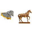 thumbnail image 1 of Manta de punto a rayas, suave y cálida, decoración rústica para dormitorio, sofá, cama, silla, con escultura de caballo, animal de resina grabado, par, 1 of 8
