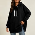 thumbnail image 4 of Cmfcve Women's Oversized Hoodies Long Sleeve Drop Shoulder Hooded Sweatshirts Side Slit Casual Fall Pullover Tops with Poc, 4 of 9