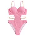 thumbnail image 1 of Fairnull Women Monokini Sexy Padded 3 Sizes One Piece Spaghetti Straps Bikini Swimming Garment, 1 of 7