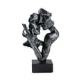 thumbnail image 4 of deevoka Abstract Face Sculpture Kissing Statue Kissing Lover Statue Crafts Love Figurine Vintage Silvery, 4 of 9