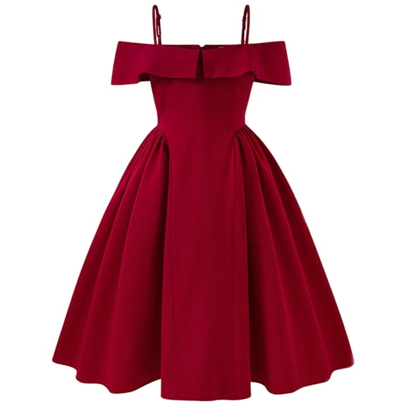 Wxirdiow Toddler Flower Girl Dress Girl's Smocked Ruched A Line Swing Dress Layered Tie Shoulder Flowy Cami Short Dress Red Size,10-11 Years