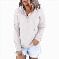 thumbnail image 2 of Towmus Half Boutton Womens Hoodies Drawstring Hooded Sweatshirts for Woman With Pocket, 2 of 6