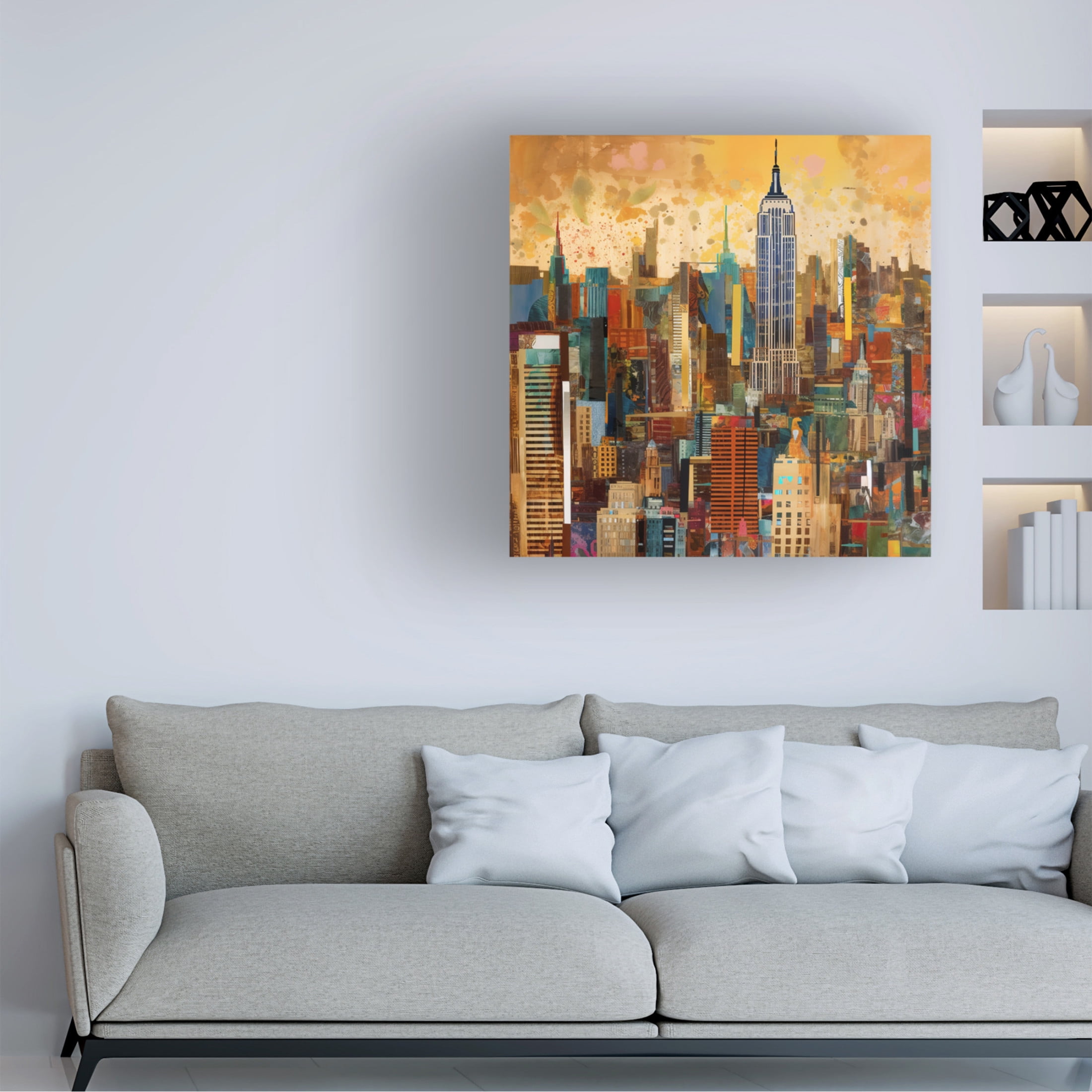 Canvas Wall Art - Ray Heere 'Pop Art New York Gold 4' Wall Art for Living Room, Bedroom, or Office Décor by Trademark Fine Art - 24 x 24 Inches