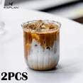 thumbnail image 1 of Tazas de café de vidrio de borosilicato alto, acabado suave y rayas verticales, bonito diseño regordete for americanos helados y café con leche frío, 2 uds., 1 of 4