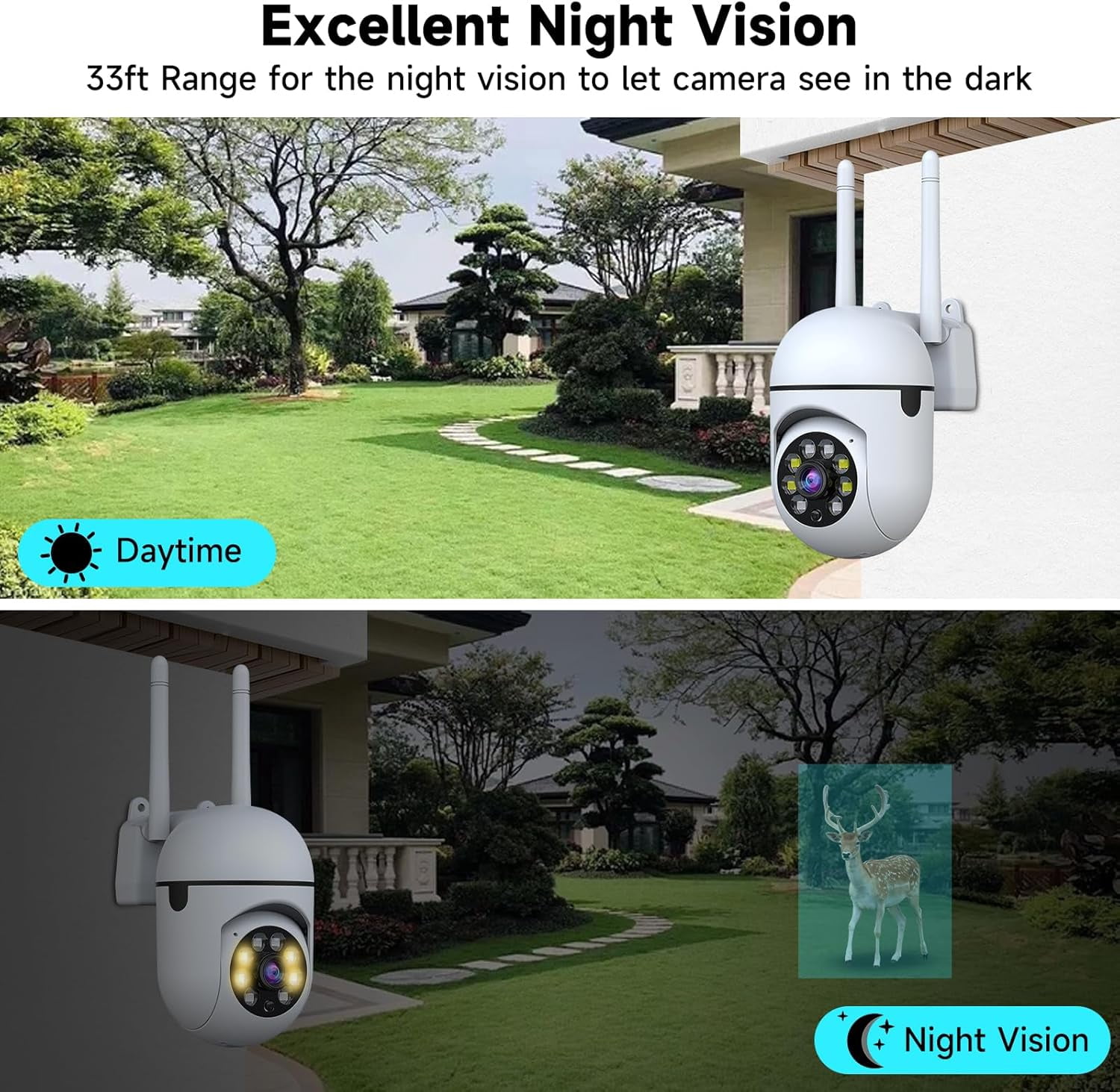 1080P wired security camera, 2.4G/5G WiFi home monitoring camera with 360°