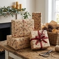 thumbnail image 6 of Vintage Kraft Christmas Wrapping Paper, 10 FT x 17 In Roll with Reindeer Designs, Heavy-Duty Recyclable Paper for Holiday Gift Wrapping, 6 of 7