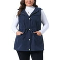 thumbnail image 1 of Chaleco utilitario sin mangas con capucha para mujer de tallas grandes Agnes Orinda, ligero, con cordón, 1X, azul marino, 1 of 6