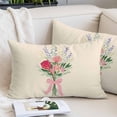 thumbnail image 2 of Pastoral Flowers Throw Pillow Covers, Spring Red Pink Floral Leaves Botanical Soft Breathable Pillow Cases with Invisible Zipper, Toddler Pillowcases for Couch Bed Sofa Chair 12x20 Inches, 2 of 9