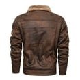 thumbnail image 4 of Aayomet Mens Casual Lightweight Jacket Collar Solid Imitation Leather Coat (Brown, XL), 4 of 4