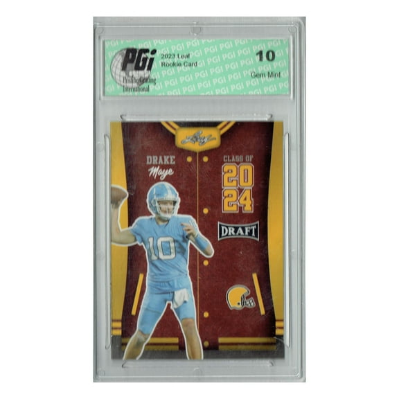 Drake Maye 2023 Leaf Football #79 Gold SP Class of 2024 Rookie Card PGI 10