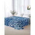 thumbnail image 6 of Navy Blue Coral Coastal Flat Sheets Only Queen Size, Soft Breathable Bed Top Sheets for Mattress, Ocean Nautical Seaside Beach Luxury Bedding Flat Sheets for Home Hotel Bedroom Bed Protection, 6 of 9
