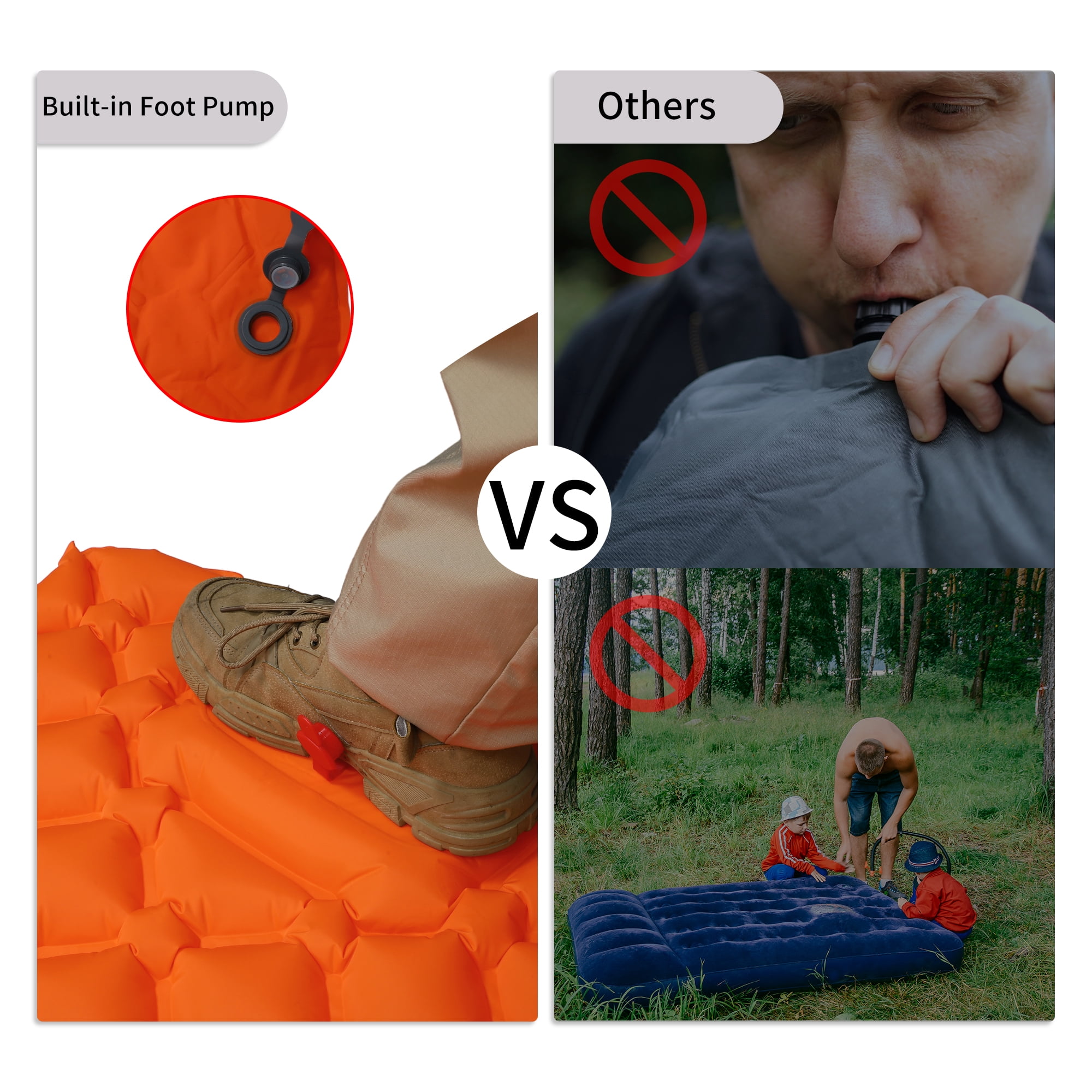 Unique Bargains Camping Sleeping Pads Non Spliceable Camping Mat With Pillow Foot Orange
