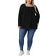 thumbnail image 2 of Blusas de mujer de tallas grandes Agnes Orinda, de manga larga, con cuello cuadrado, sueltas, con pliegues, estilo túnica, 1X, negras, 2 of 6