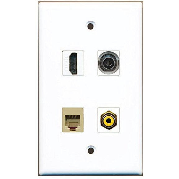 RiteAV - 1 Port HDMI 1 Port RCA Yellow 1 Port Phone RJ11 RJ12 Beige 1 Port 3.5mm Wall Plate