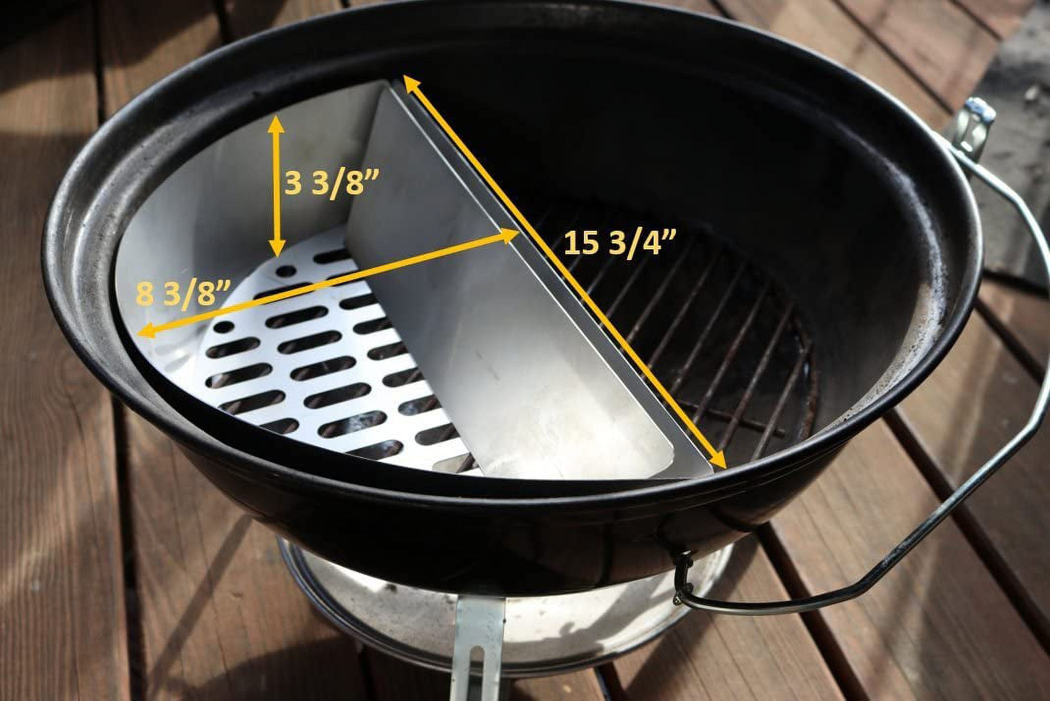 SnS Grills Slow 'N Sear® 18" — Stainless Steel Charcoal Basket Insert for Weber 18-Inch Kettle Grill, Smokey Joe, Jumbo Joe & Weber Summit, Two-Zone Smoking