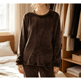 thumbnail image 3 of Mineart Women Winter Flannel Sleep Top Long Sleeve Loungewear Shirt Warm Cozy Casual Pajama Blouse Wearable for Indoor Outdoor, 3 of 7
