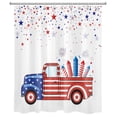thumbnail image 2 of HVEST 4th of July Shower Curtain Blue Red Stars Falling Independence Day Shower Curtain for Bathroom, American Flag Red Truck Fireworks Bath Curtain with Hooks Holiday Decorations,60W X 72L Inches, 2 of 6