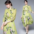 thumbnail image 1 of Dropshipping Nouvelle Robe Midi Décontractée d'Été Automne Imprimé Fruits Nœud Papillon Col Foulard Manches 3/4 Taille Empire Femmes Soirée Plage, 1 of 7