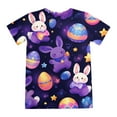 thumbnail image 6 of Easter Day Baby Kids Girls Outfit Cute Rabbit Graphic Short Sleeve T Shirt Top and Shorts Pants Set Outfit,Purple,5-6 Years, 6 of 6