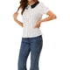 thumbnail image 4 of Blusa de lunares blanca con volantes y lazo en el cuello en V para mujer, INSPIRE CHIC, talla L, 4 of 5