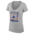 thumbnail image 2 of Women's G-III 4Her by Carl Banks Heather Gray Edmonton Oilers Super-Slim Fit Lightweight Collage Team Graphic T-Shirt, 2 of 3
