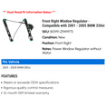 thumbnail image 2 of Front Right Window Regulator - Compatible with 2001 - 2005 BMW 330i 2002 2003 2004, 2 of 2