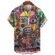 thumbnail image 3 of Camisa con estampado 3D de cara abstracta para hombre, camisa hawaiana de manga corta con gráficos de pintura artística de verano, blusa con solapa, ropa de calle, 3 of 5