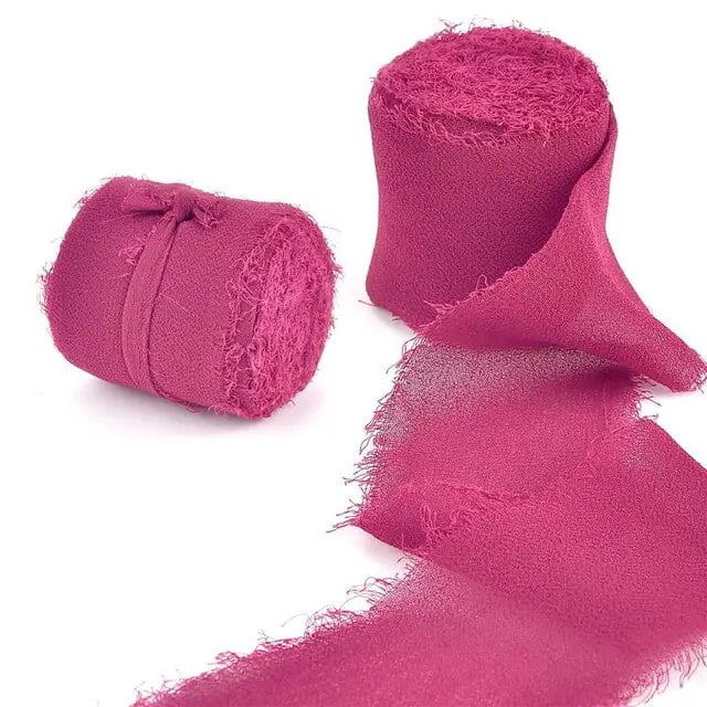 Edged Chiffon Ribbon Silk-Like Ribbons Wedding Invitation Bouquet Fabric Ribbons 4cmx5m Christmas Decoration Gift Wrapping