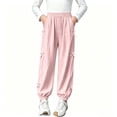 thumbnail image 4 of Ashirexll Girls Pants Elastic Waist Side Bow Knot Cuffed Pants Lightweight Breathable Loose Pants for 5-15 Years, 4 of 6