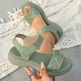 thumbnail image 5 of Hopeusnice Sandals for Women Non-Slip Pu Summer Shoes Soft Women's Sandals Open Toe Sandals Trendy Thick-Soled Heel Breathable Buckle Round Toe Buckle Comfortable Walking Shoes Green 41, 5 of 8