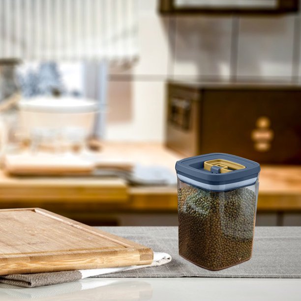 Recipientes de plástico transparente para almacenar alimentos con cierre de hebilla | Juego de 3 tamaños para organizar la despensa | Botes herméticos de cocina para harina, azúcar, pasta, cereales