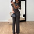 thumbnail image 5 of Kixjoy 2 Piece Sets for Women Off Shoulder Tops and Pants Sets High Waisted Workout Fashion Sweatsuit Basic Cozy Fall Womens Clothing, Dark Gray M, 5 of 5