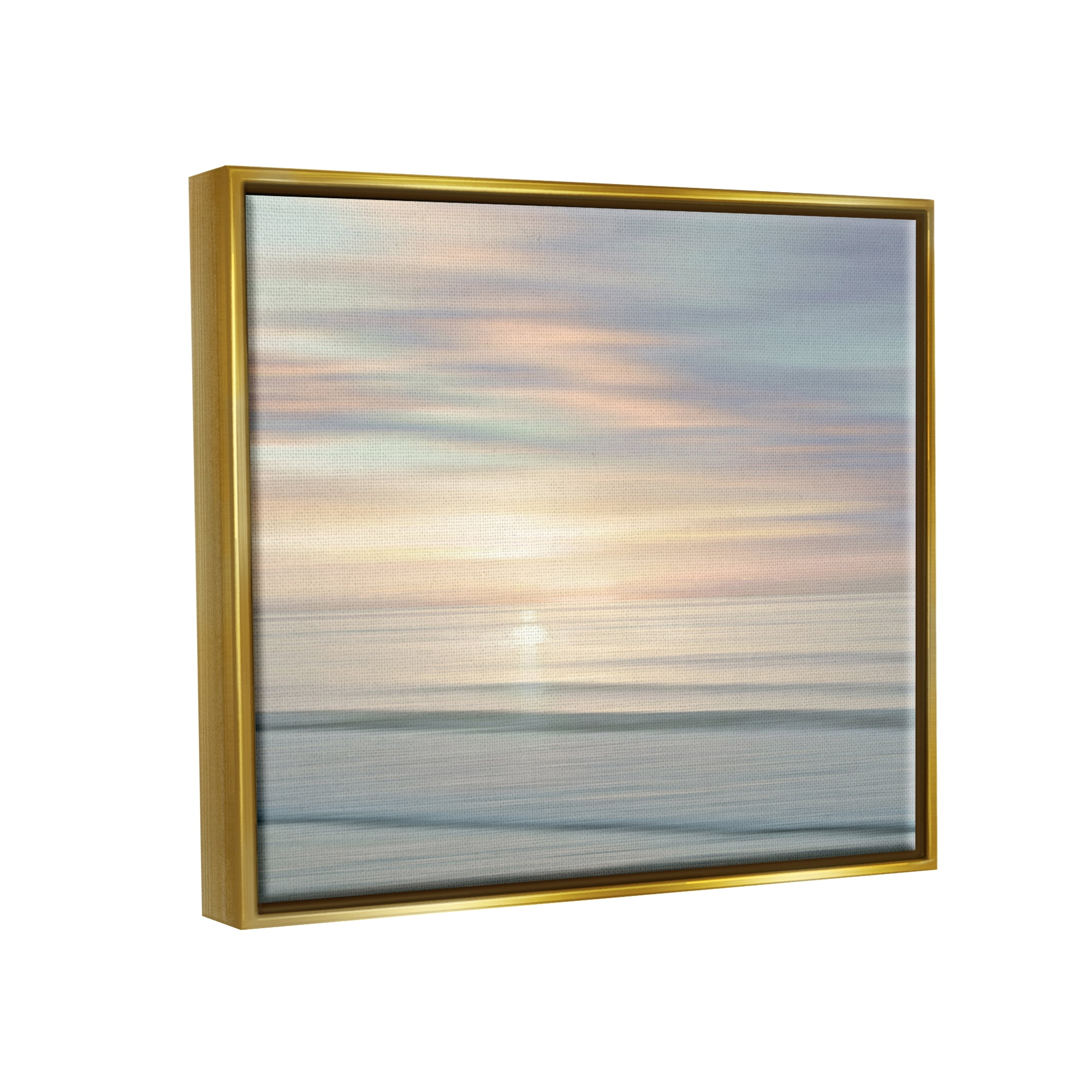 Stupell Industries Sun on Ocean Reflection Nature Photography Gold Floater Framed Art Print Wall Art, 21 x 17