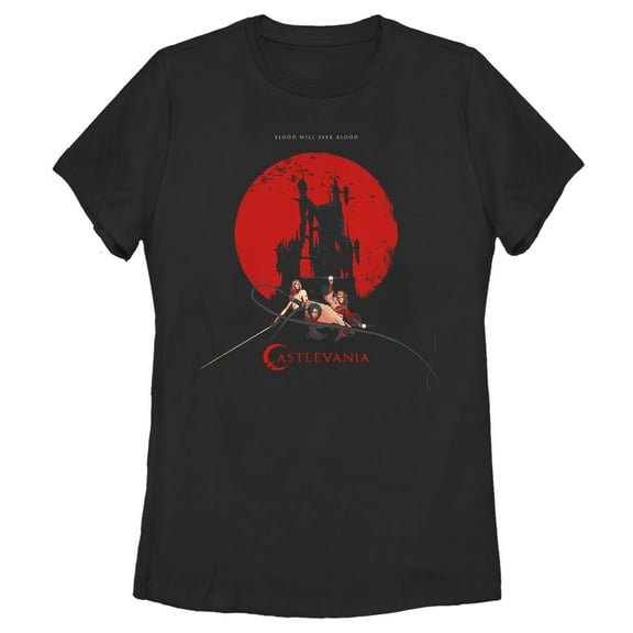 Women's Castlevania Seek Blood Poster Graphic Tee Black X Large